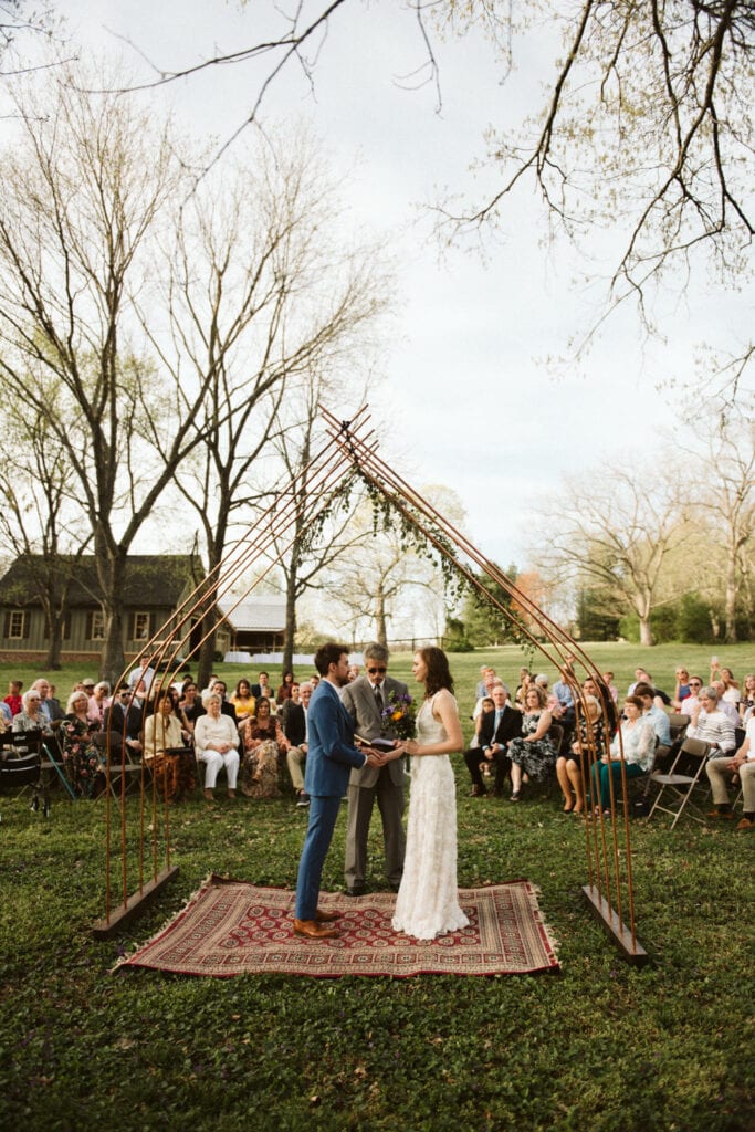 wedding ceremony in the backyard of an Airbnb in Franklin Tennessee