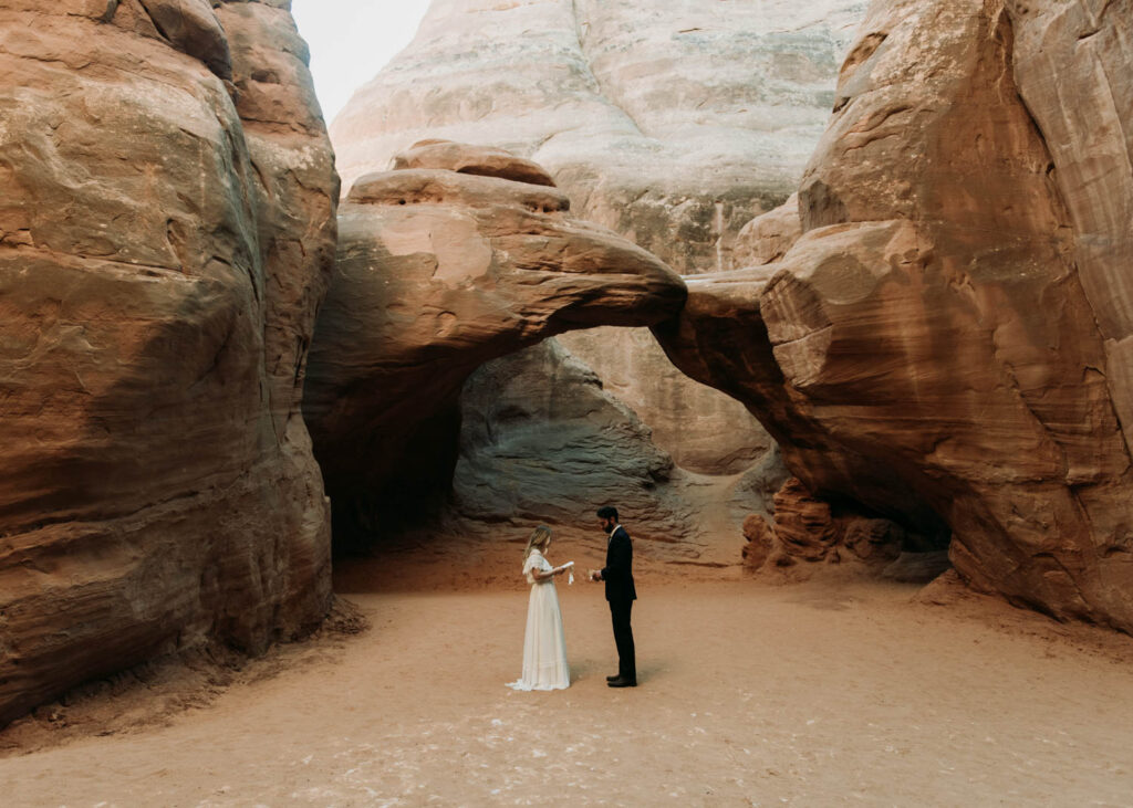 moab elopement at sand dune arch in arches national park