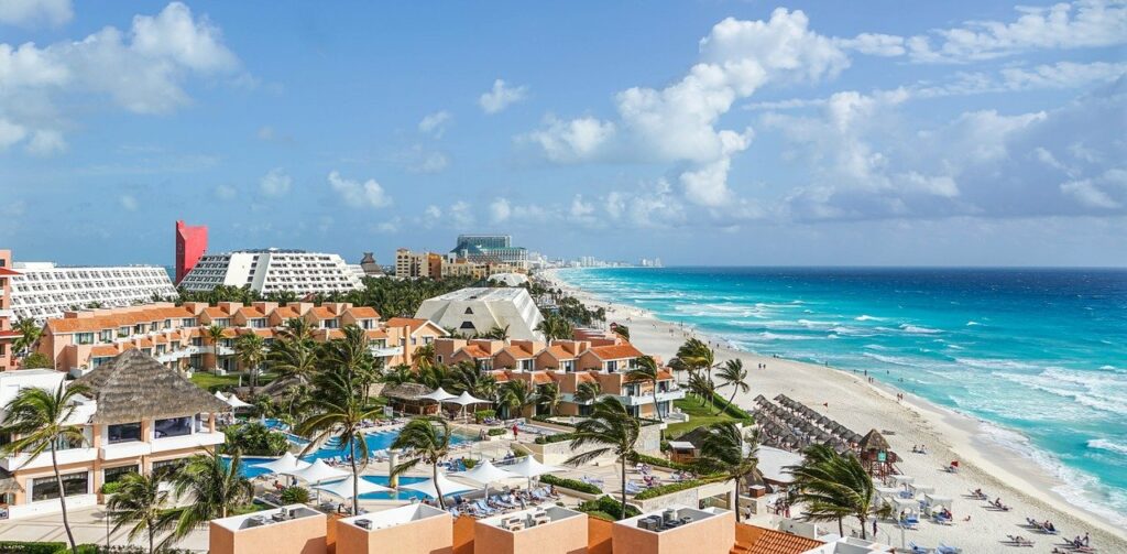 aerial view of the beach in cancun mexico