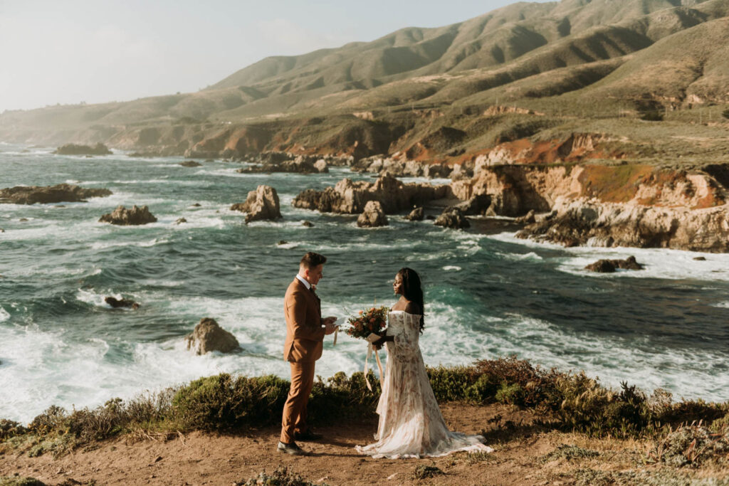 Rutendo & Zac's Big Sur elopement ceremony on the coast of Garrapata State Park.
