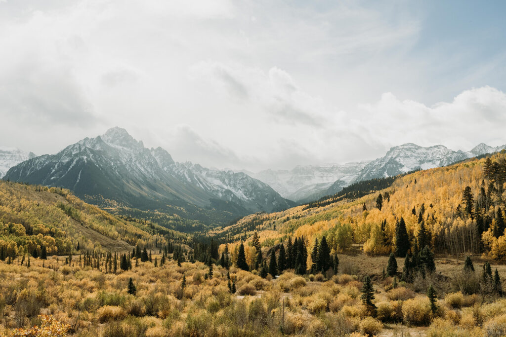 Views of the San Juan Mountains during a fall elopement