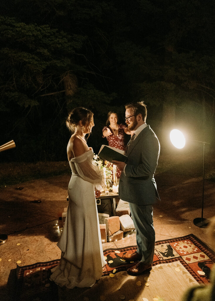 Ceremony with family during a fall hiking elopement in the San Juans